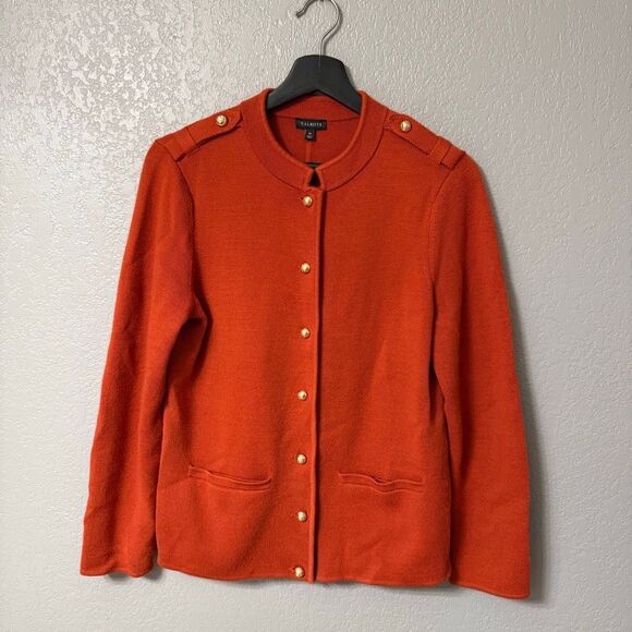 Talbots Sweaters - Talbots Burnt Orange Womens Merino Wool Cardigan Gold Buttons Size Medium